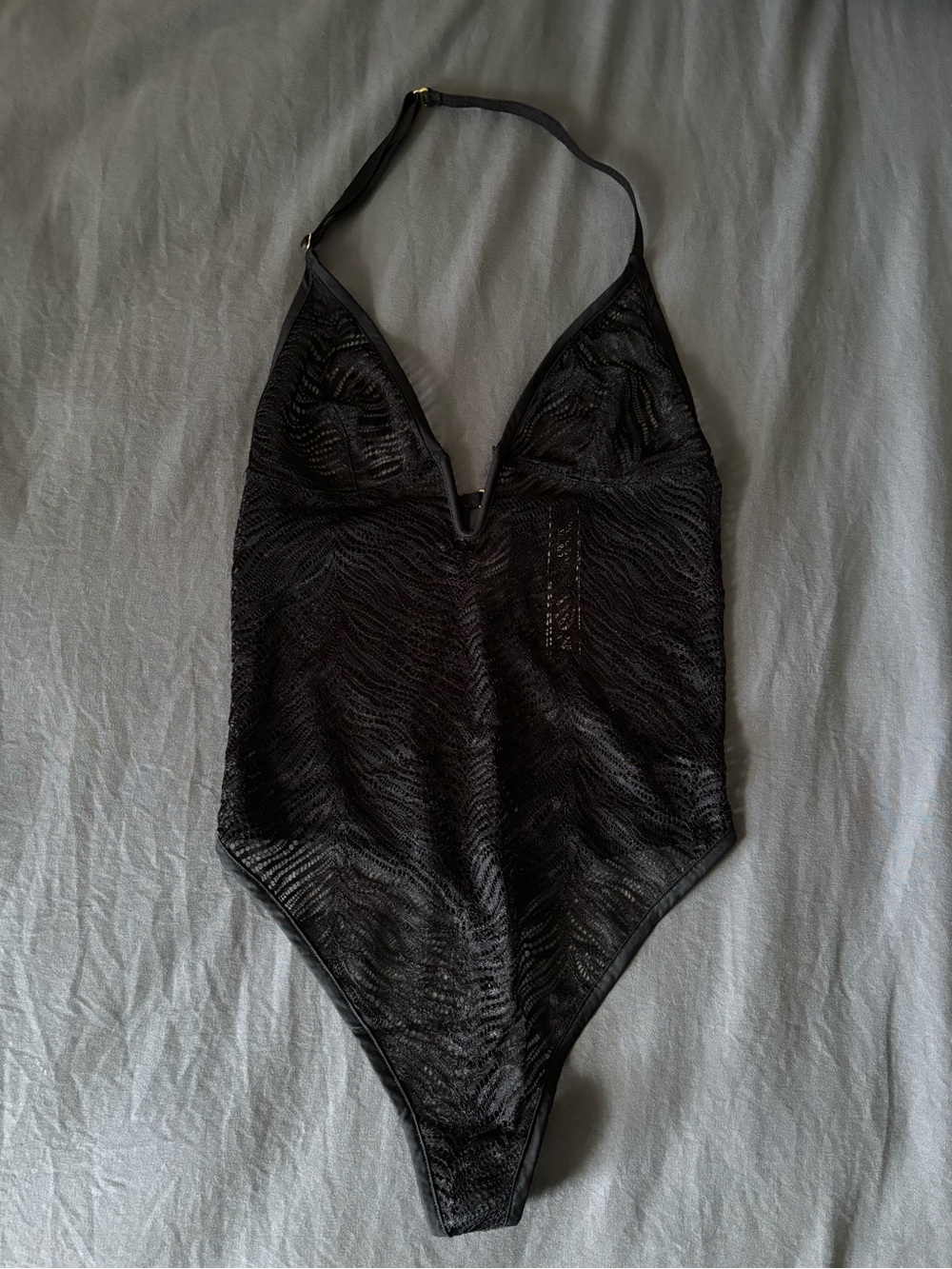 Victoria's Secret Black V-Neck Lace Teddy